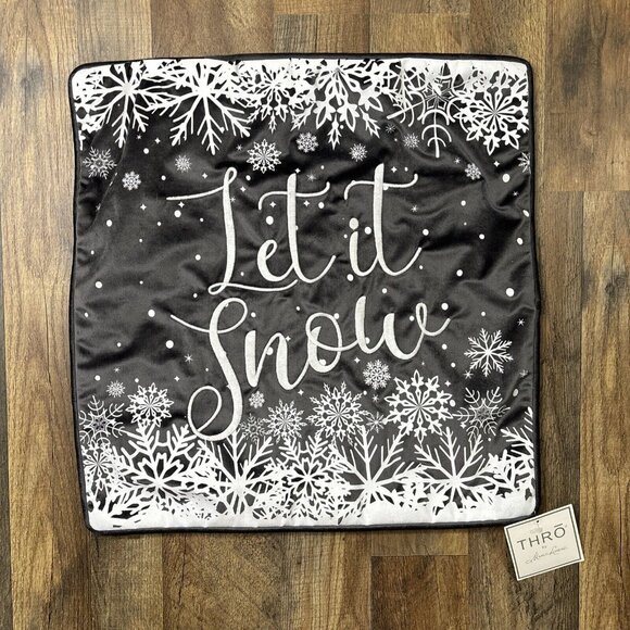 Thro Marlo Lorenz Let it Snow Gray Velvet Throw Pillow Cover 20x20 NEW w TAGS - Picture 1 of 5